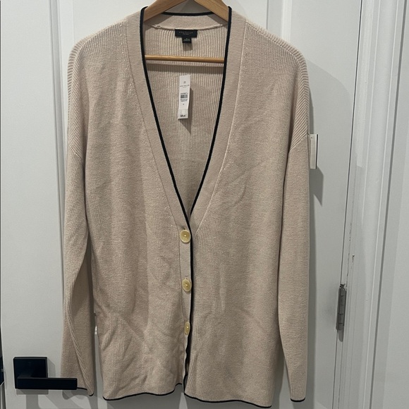 Ann Taylor Factory Sweaters - Ann Taylor‎ Factory Beige Cardigan with Black Accents